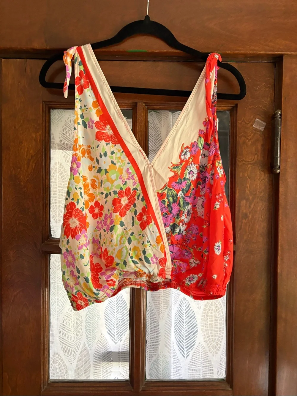 NWT Free People Tied to You Tie Shoulder Blouson Floral Tank Fiesta Combo Small
